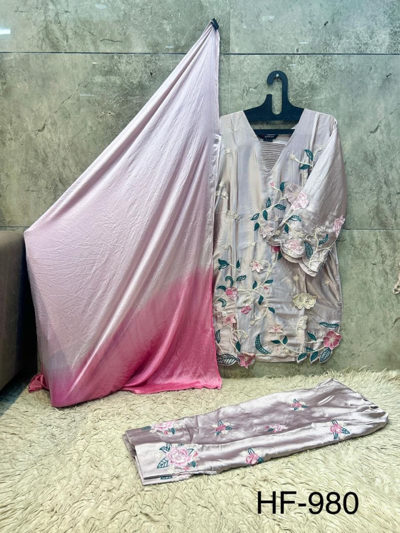 Hoor Tex 980 A To D Satin Embroidery Salwar Kameez 